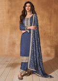 Dark Blue Sequence Embroidery Wedding Pant Style Suit