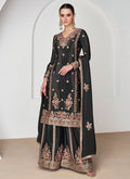 Black Multi Embroidery Festive Palazzo Suit 