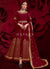 Red Golden Embroidered Slit Style Anarkali Pant Suit