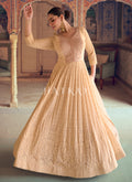 Soft Peach Chikankari Anarkali Dress