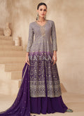 Violet Ombré Slit Style Anarkali Lehenga