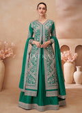 Dark Green Embroidery Pakistani Style Lehenga Kurti