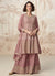 Rose Pink Peplum Style Anarkali Palazzo Suit