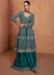 Turquoise Slit Style Anarkali Sharara Suit