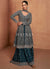 Teal Slit Style Anarkali Sharara Suit