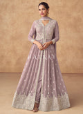 Mauve Purple Embroidered Slit Style Anarkali Suit