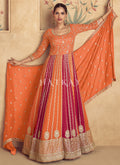 Orange And Red Embroidery Anarkali Gown