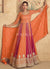 Orange And Red Embroidery Anarkali Gown