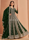 Dark Green Embroidery Anarkali Suit