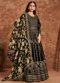 Black Golden Velvet Anarkali Suit