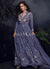 Bluish Purple Handwork Designer Gown