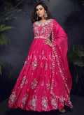 Magenta Pink Handwork Designer Gown