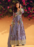 Lavender Embroidered Floral Anarkali Dress