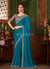 Blue And Grey Embroidery Designer Saree