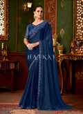 Azure Blue Embroidery Designer Saree