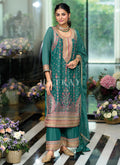 Turquoise Multi Embroidery Palazzo Suit