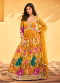 Yellow Floral Anarkali Dress