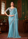 Mist Blue Embroidery Designer Saree