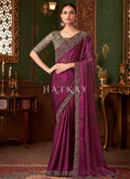 Wine And Copper Embroidery Designer Saree