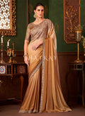 Golden Yellow Ombré Embroidery Designer Saree