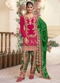 Pink And Green Dhoti Style Punjabi Suit