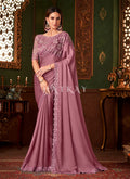 Dusty Rose Pink Embroidery Designer Saree