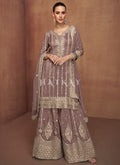 Mauve Purple Party Wear Gharara Suit