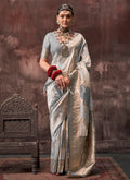 Grey Golden Silk Saree