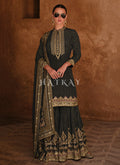 Black Golden Embroidered Gharara Suit