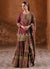 Wine Golden Embroidered Gharara Suit