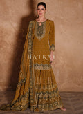 Ochre Yellow Embroidered Gharara Suit