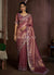 Rose Pink Handwork Silk Wedding Saree