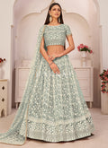 Turquoise Green Embroidered Lehenga Choli