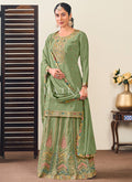 Light Green Multi Embroidery Lehenga Kurti