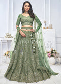 Moss GreenTraditional Embroidery Bridal Lehenga Choli