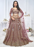 Plum Purple Traditional Embroidery Bridal Lehenga Choli