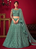 Teal Blue Embroidery Lehenga Choli