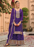 Purple Multi Embroidery Palazzo Suit