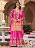 Pink And Orange Ombré Palazzo Suit