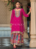 Rani Pink Multi Embroidery Palazzo Suit