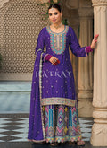 Purple Multi Embroidery Palazzo Suit