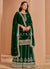 Dark Green Embroidered Georgette Palazzo Suit