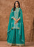 Teal Embroidered Silk Palazzo Suit