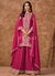 Hot Pink Embroidered Silk Palazzo Suit