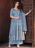 Light Blue Mirror Work Anarkali Palazzo Suit