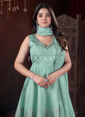 Sea Green Anarkali Palazzo Suit