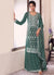 Teal Green Sequence And Thread Embroidery Palazzo Suit