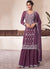 Purple Sequence And Thread Embroidery Palazzo Suit