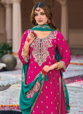 Pink And Green Plazzo Suit