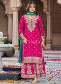 Pink And Green Embroidery Palazzo Suit